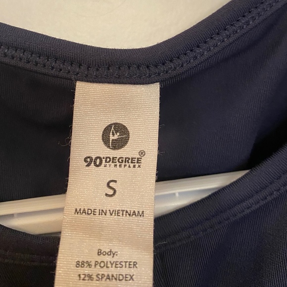 90 Degrees by Reflex Womens Solid Front Twist Crop Tank Top - Navy - Picture 5 of 6